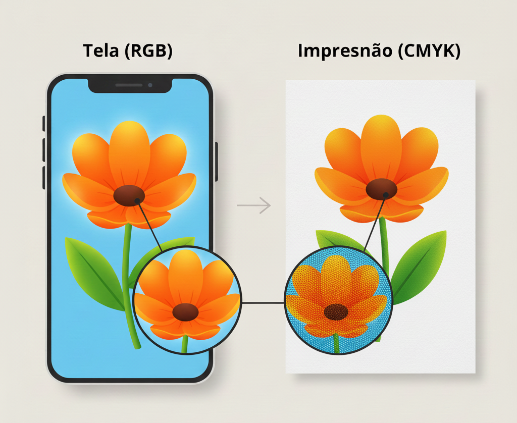 Diferença de cores entre tela e impressão